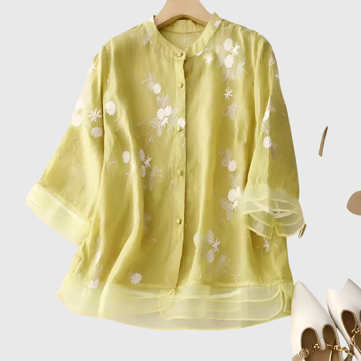 Women's Embroidered Floral Elegant Blouse - Everyday Elegance