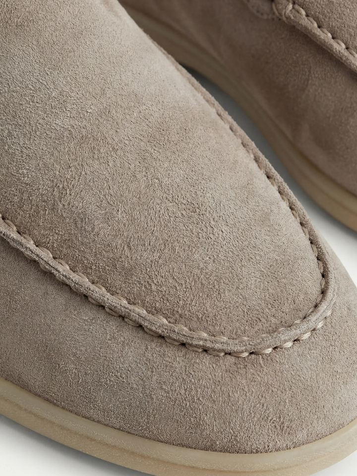 Men's Leather Slip-On Mules – Yacht Loafers – Light Grey