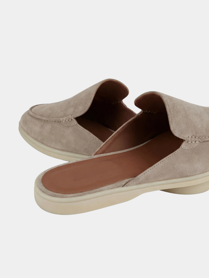 Men's Leather Slip-On Mules – Yacht Loafers – Light Grey