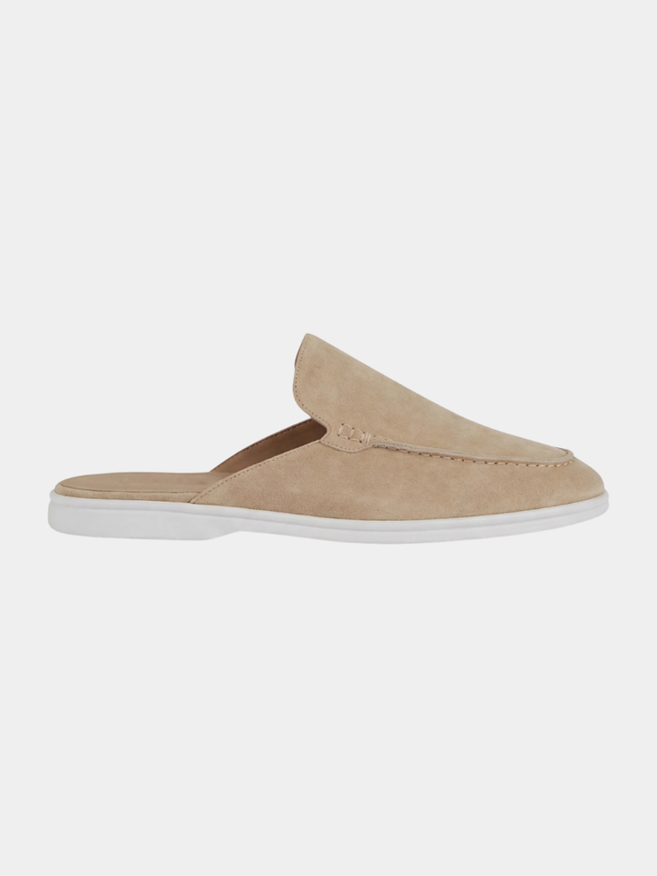Men's Leather Slip-On Mules – Yacht Loafers – Beige