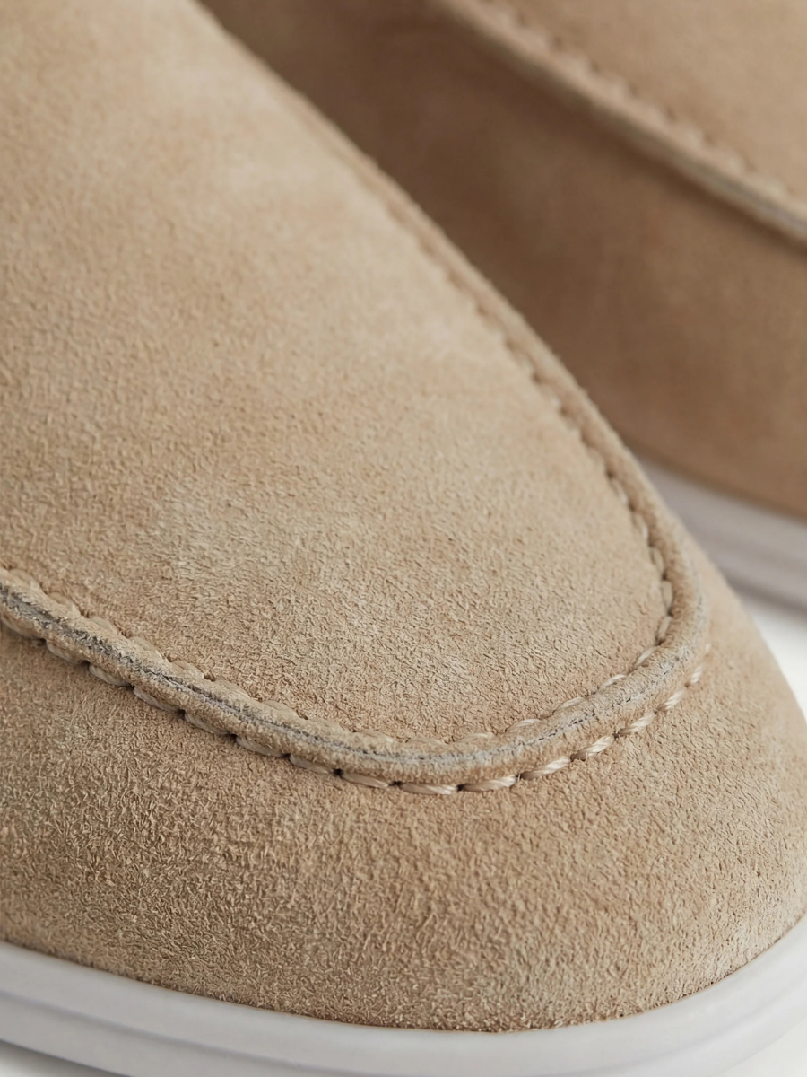 Men's Leather Slip-On Mules – Yacht Loafers – Beige