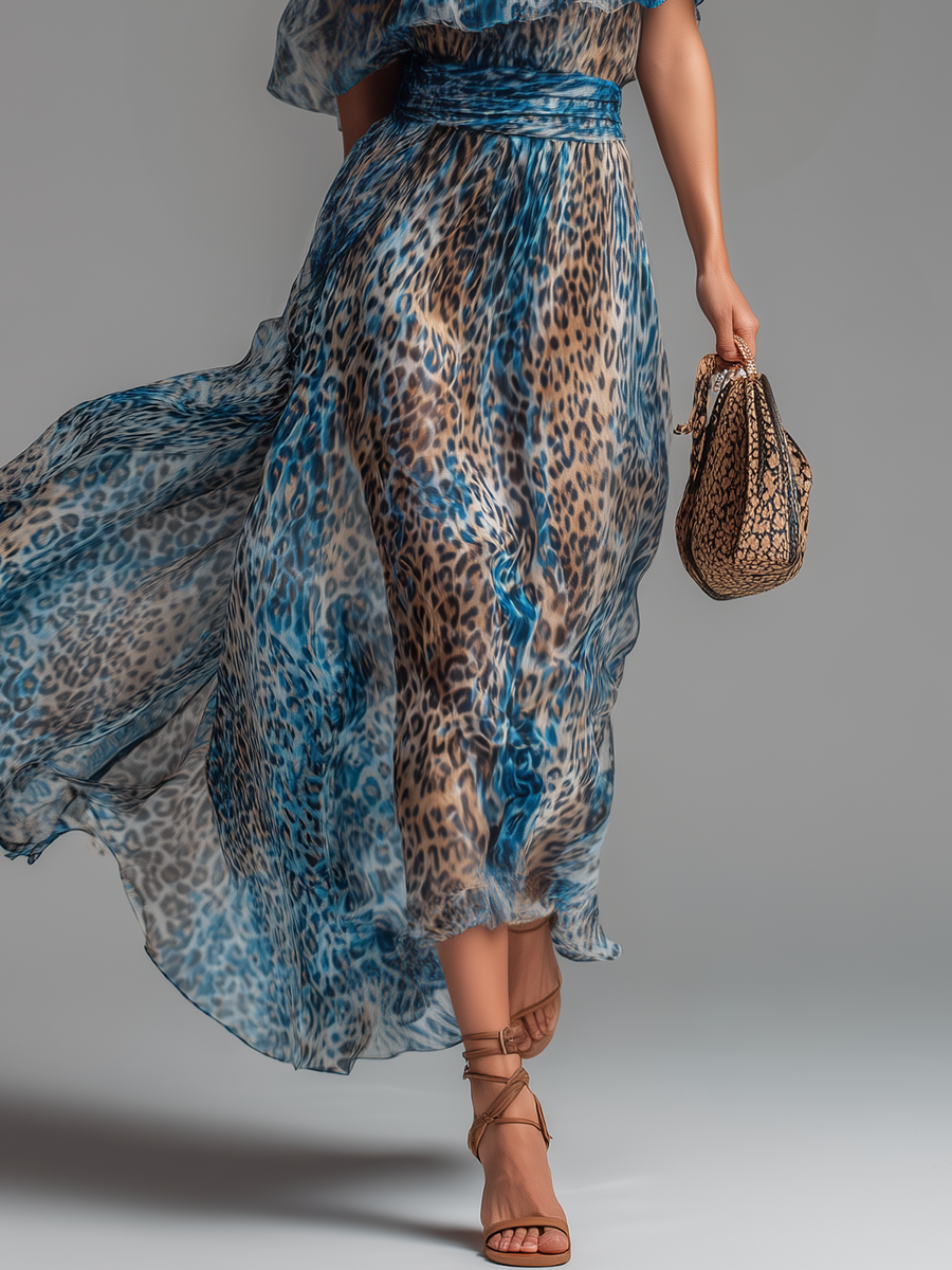 Women's Leopard Print Chiffon Maxi Dress - Wild & Sensual
