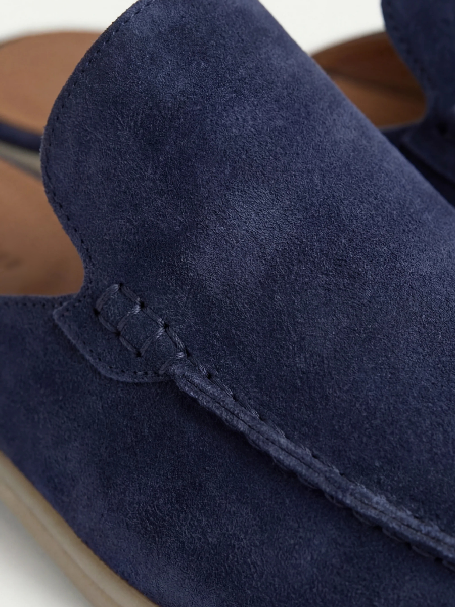 Men's Leather Slip-On Mules – Yacht Loafers – Navy