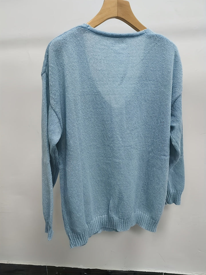 Women's Plush V-Neck Sweater - Cozy Everyday Comfort