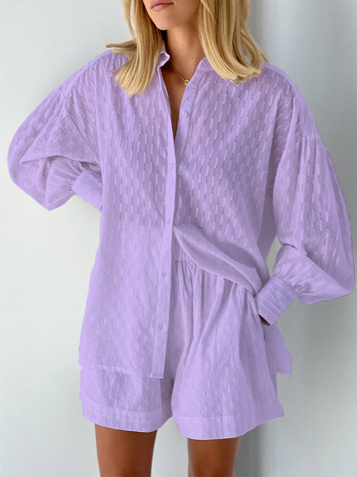 Women's Breezy Shirt and Shorts Set - Effortless Everyday Elegance