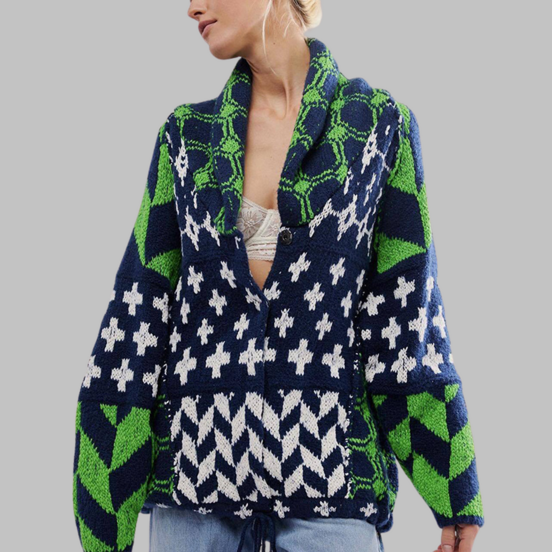 Women's Geometric Cardigan - Effortless Layering for Cool Days