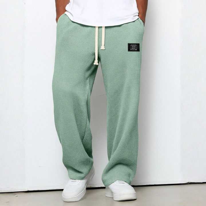 Men's Waffle-Knit Cotton Trousers - Relaxed Casual Joggers