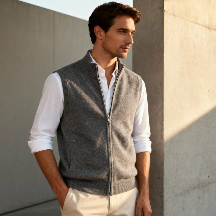 Men's Cashmere Gilet – Lightweight Zip Body Warmer Vest