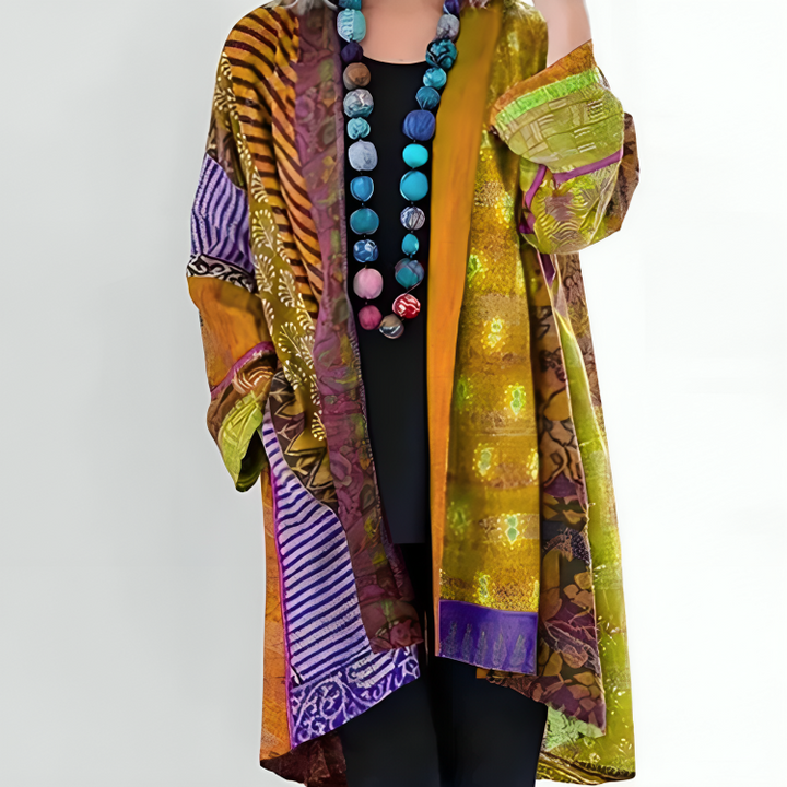 Women's Bohemian Patchwork Kimono Cardigan - Artistic Layering