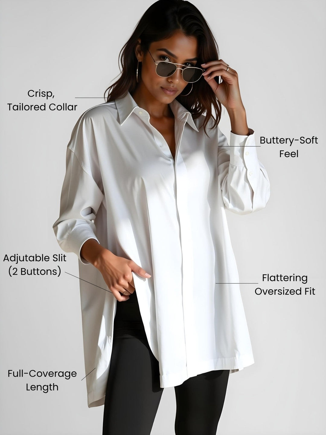 Women's Oversized Lapel Button Shirt Dress - Soft & Breezy