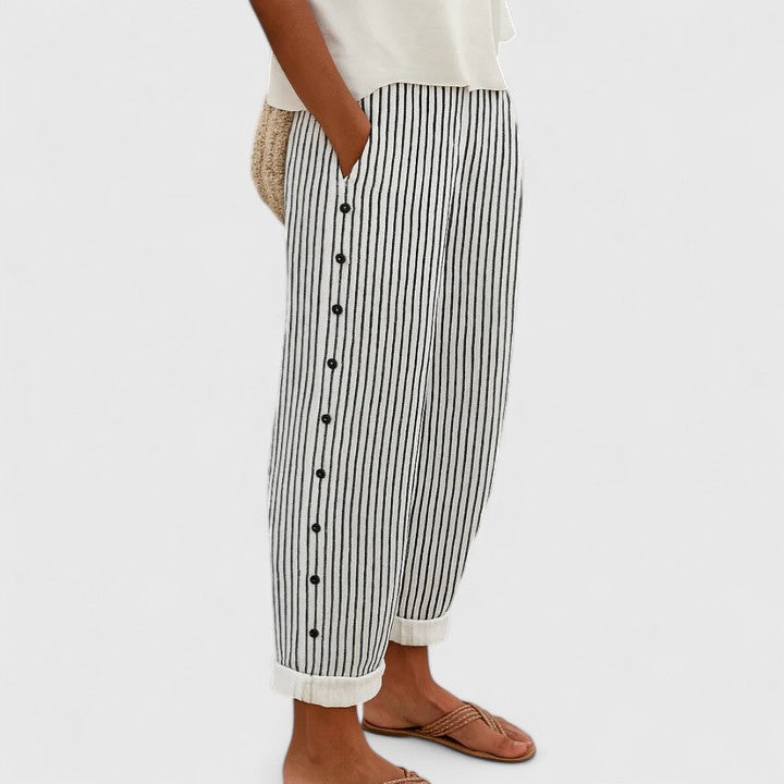Women's Striped Sophisticated Trousers - Chic Coastal Style