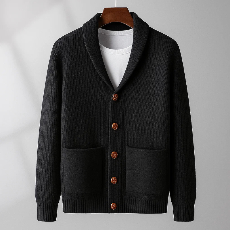 Men's Cashmere Cardigan – Shawl Collar Knit Button Jumper