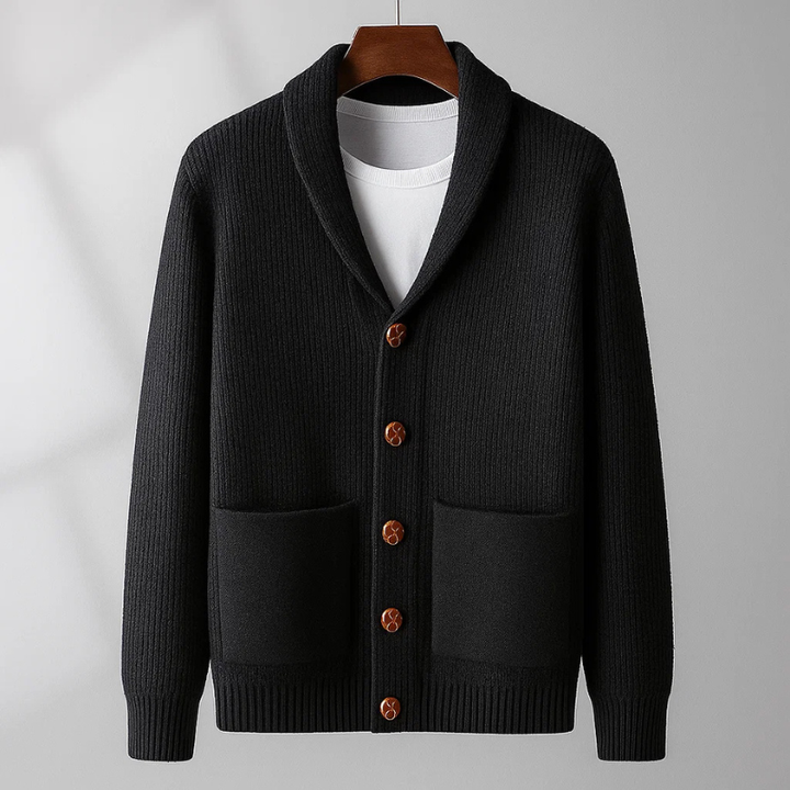 Men's Cashmere Cardigan – Shawl Collar Knit Button Jumper