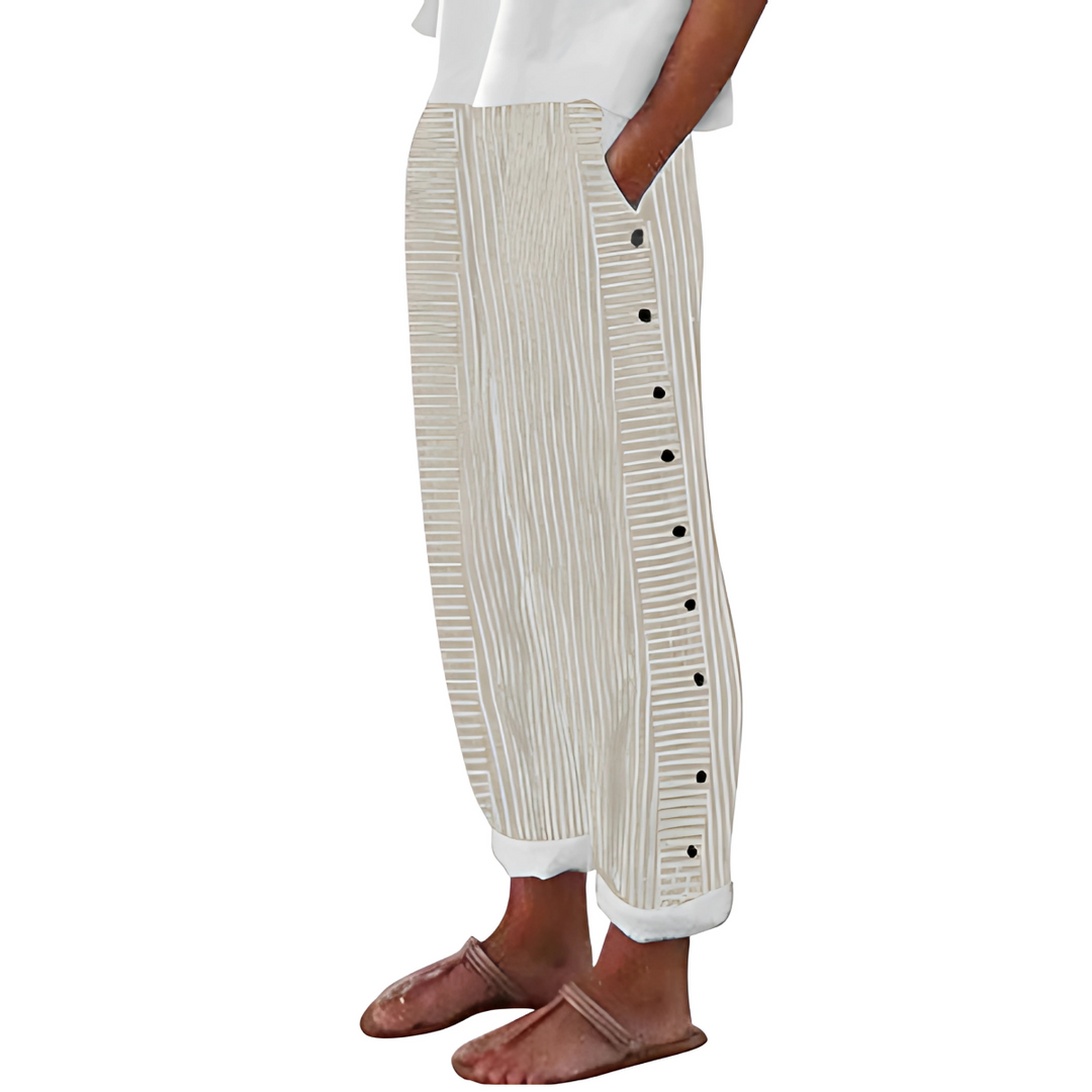 Women's Striped Summer Trousers - Breezy & Flattering Fit