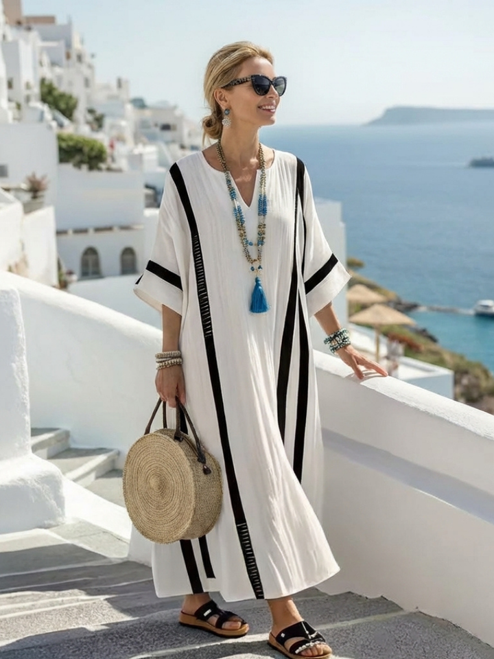 Women's Color Block Striped Maxi Dress - Effortless Warm Weather Style