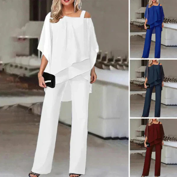 Women's Flowy Layered Two-Piece Set - Effortless Glamour