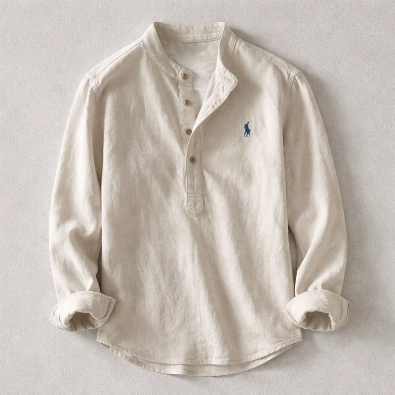 Men's Washed Linen Shirt – Tailored Long-Sleeve Summer Shirt