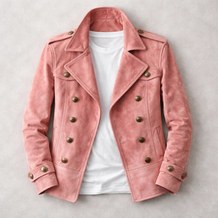 Men's Suede Peacoat – Double-Breasted Tailored Winter Coat
