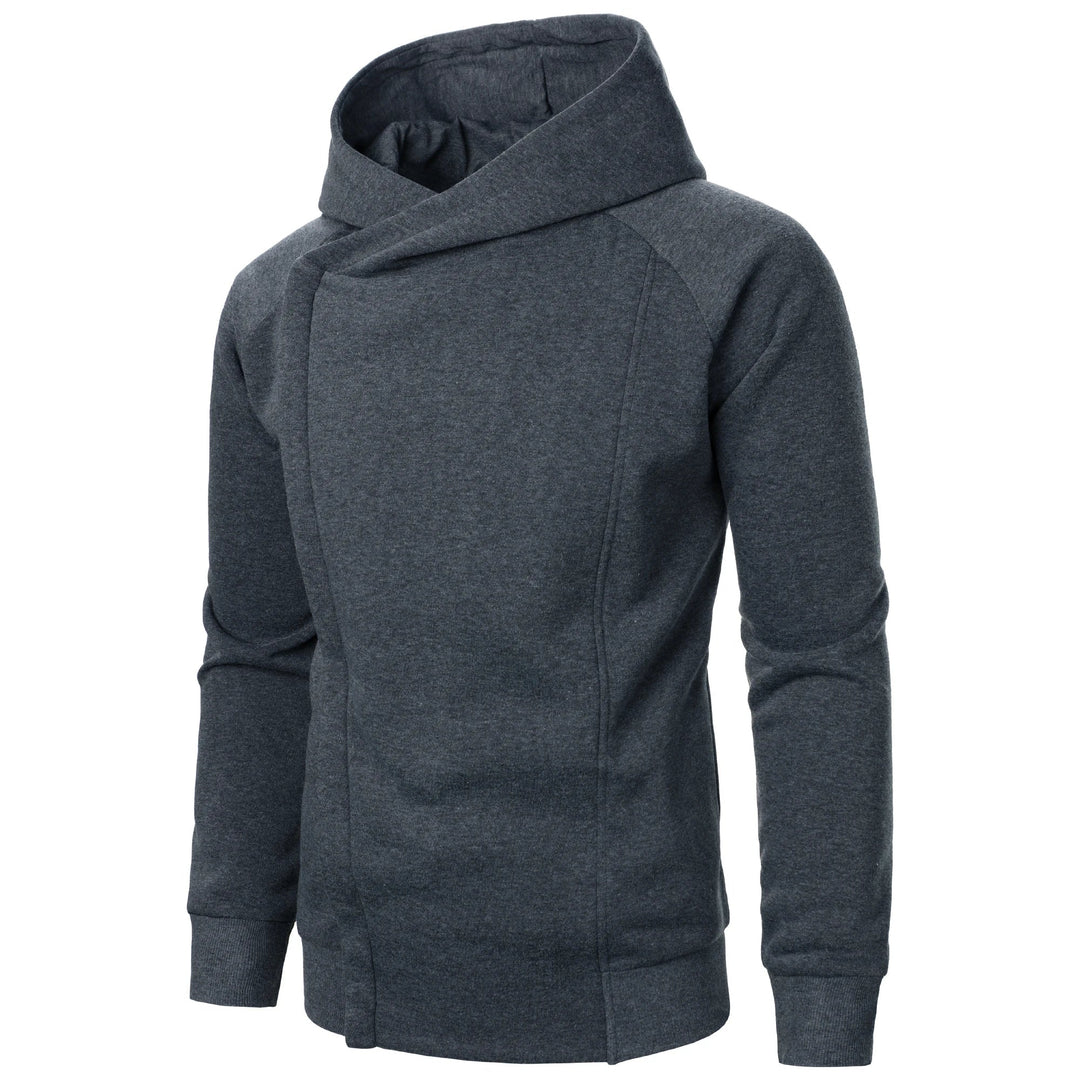 Men's Cotton-Blend Crossover Hoodie – Midweight Fleece Pullover