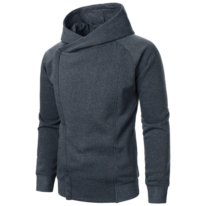 Men's Cotton-Blend Crossover Hoodie – Midweight Fleece Pullover