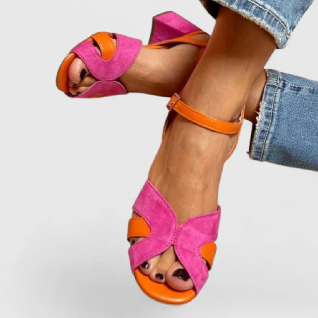 Women's Orthopedic Block Heels - Vibrant Pink & Everyday Comfort