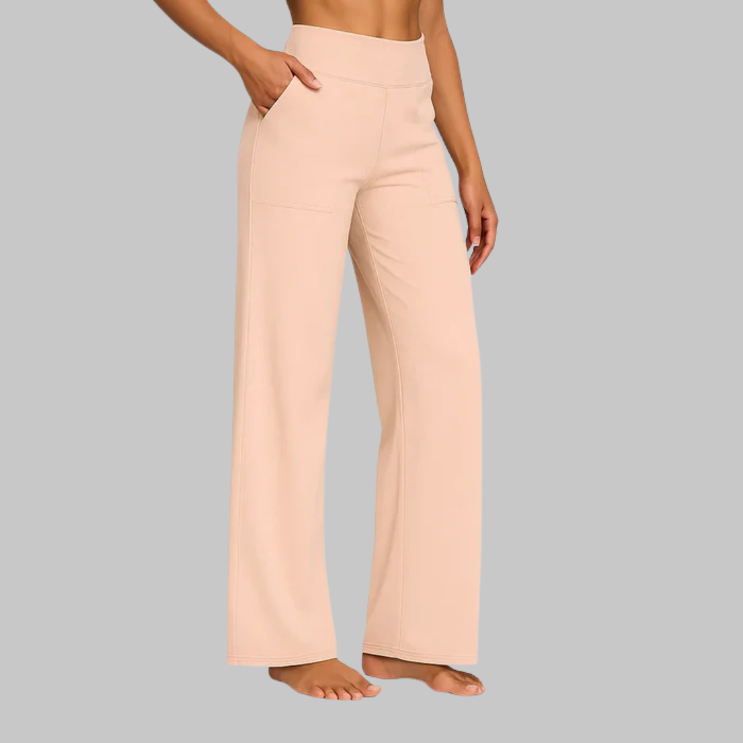 Women's Wide Leg Comfort Trousers - Flattering High Waist