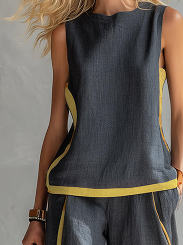 Women's Cotton-Linen Two-Piece Set - Elegant & Versatile