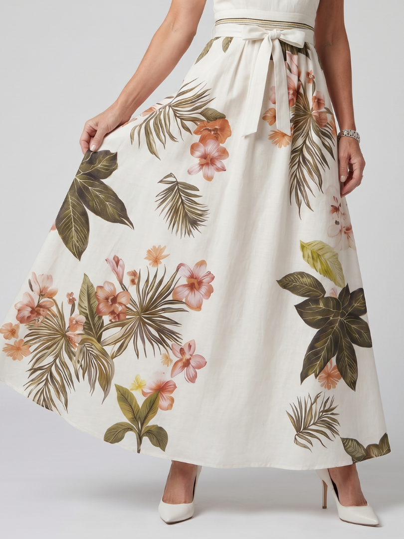Women's Botanical Draped Halter Maxi Dress - Effortless Elegance