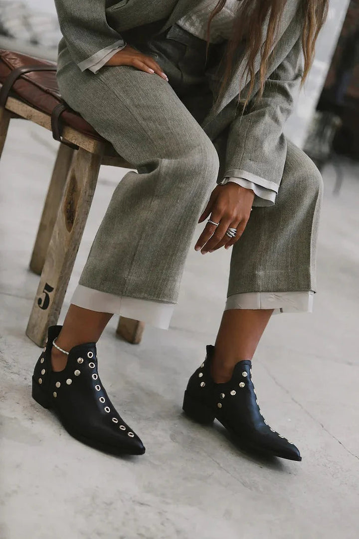 Women's Pointed Studded Ankle Boot - Versatile Day to Night