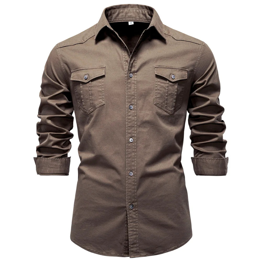 Men's Cotton Utility Overshirt – Heavyweight Workwear Shirt