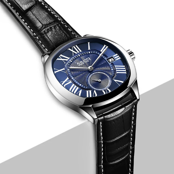 Men's Roman Numeral Watch – Leather Strap Dress Watch
