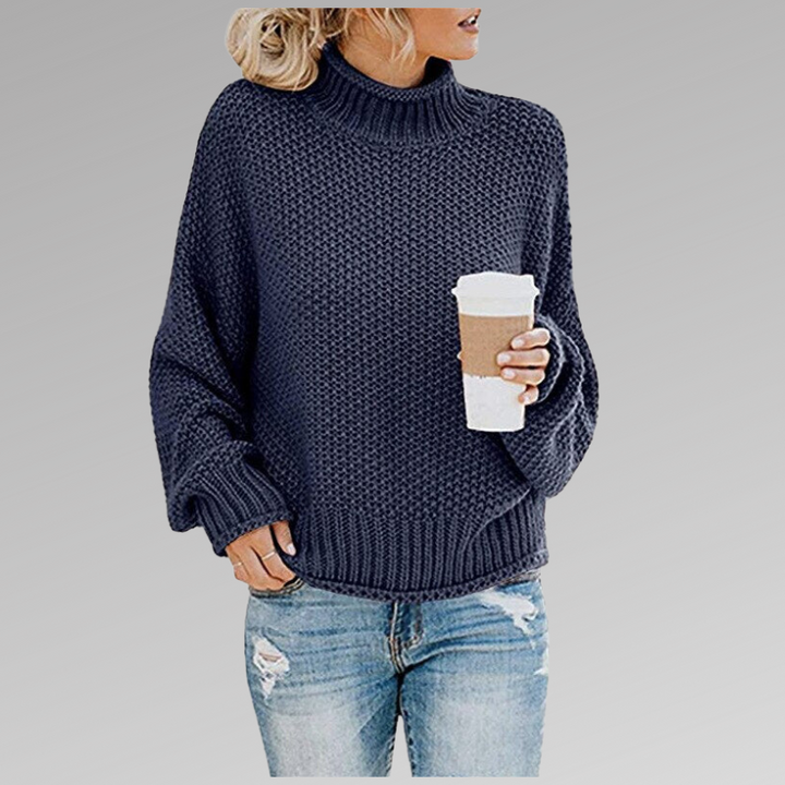 Women's High-Neck Pullover Sweater - Everyday Elegance