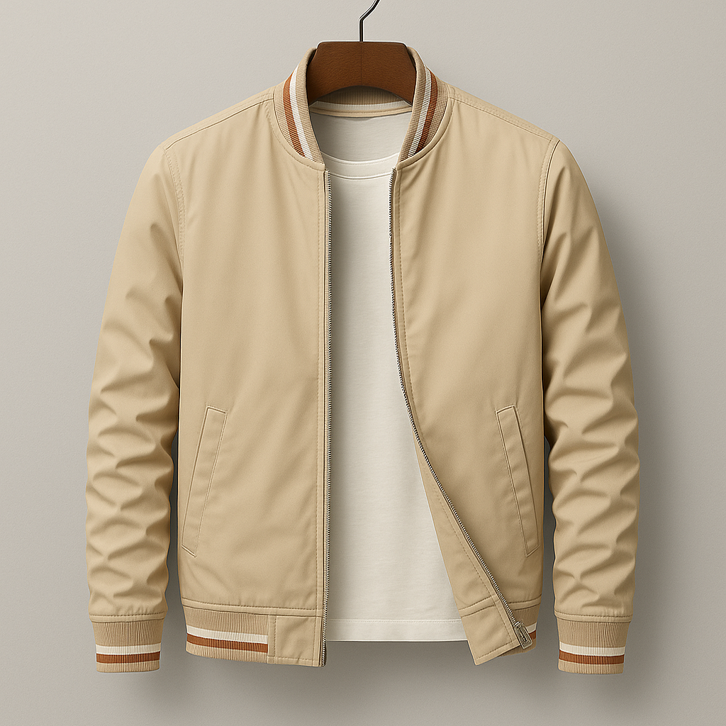 Women's Striped Cotton-Linen Bomber Jacket - Everyday Varsity Style