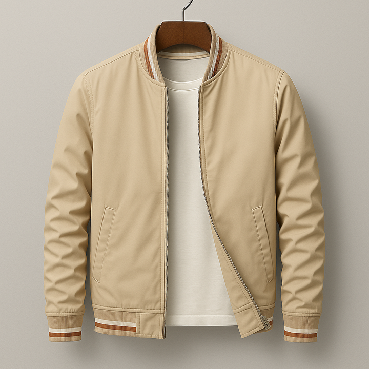 Women's Striped Cotton-Linen Bomber Jacket - Everyday Varsity Style