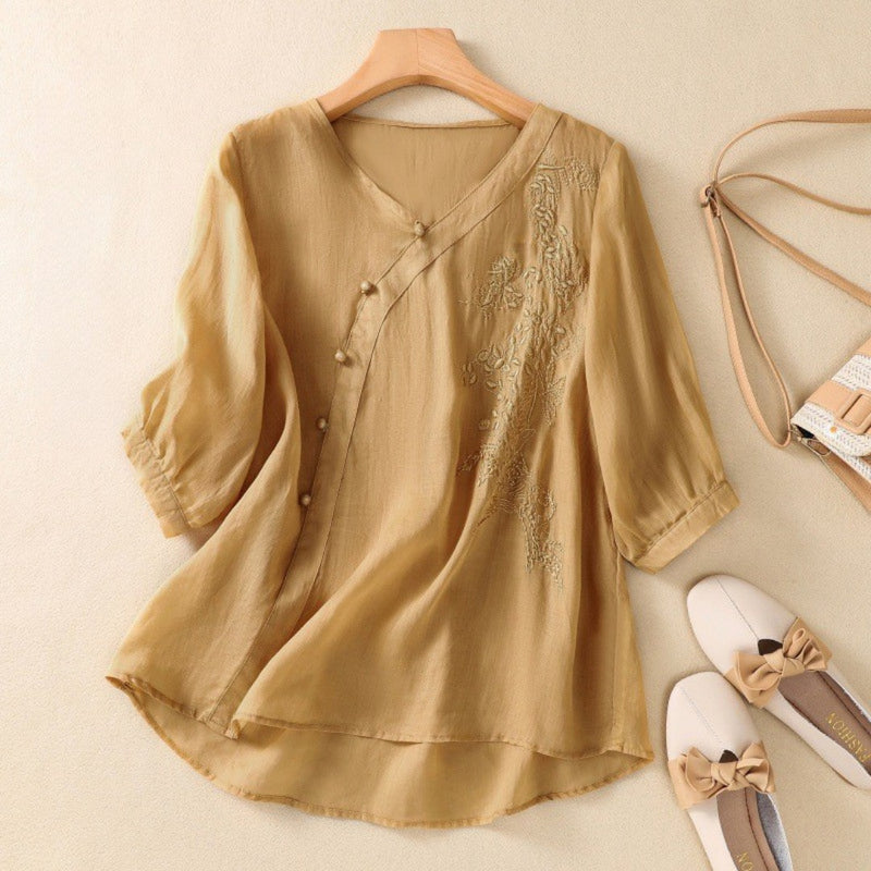 Women's Stella Asymmetrical Button Tunic - Modern Everyday Style
