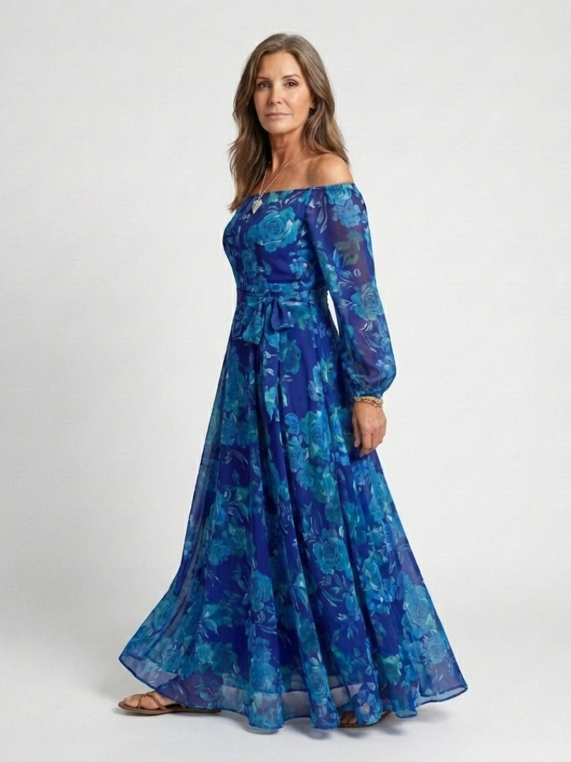 Women's Off Shoulder Floral Maxi Dress - Breezy Warm Weather Staple