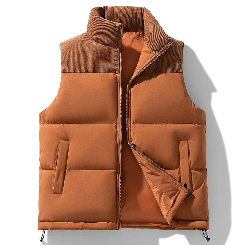 Men's Basel Quilted Gilet – Padded Corduroy-Collar Vest
