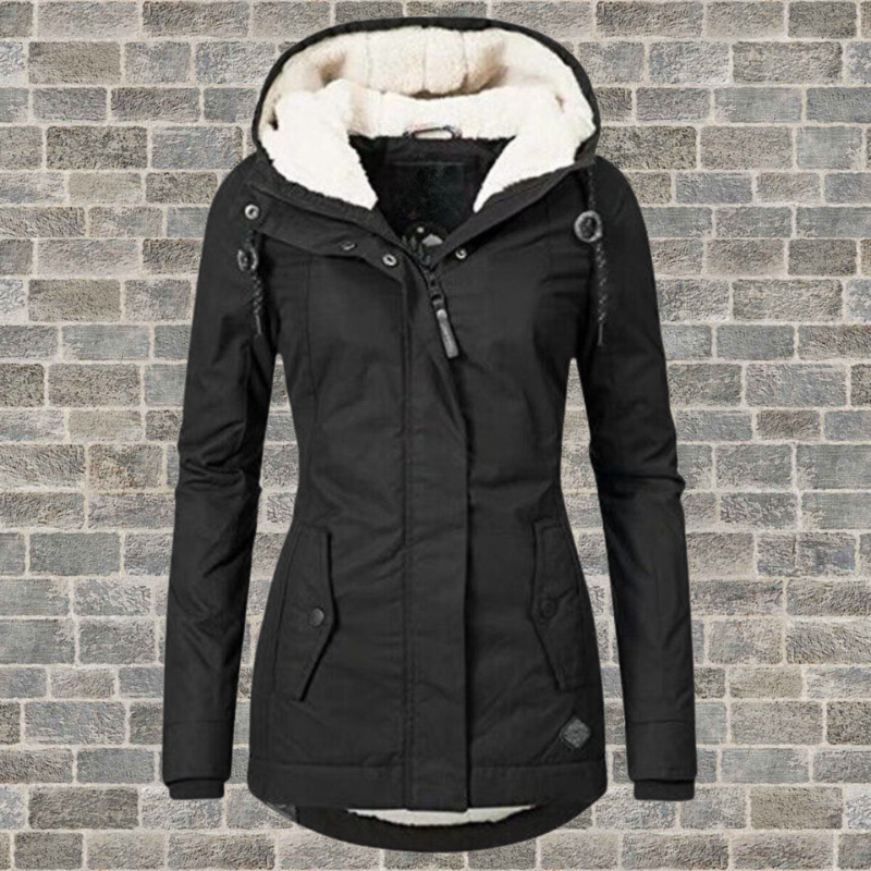 Women's Plush Lined Hooded Winter Jacket - Everyday Warmth
