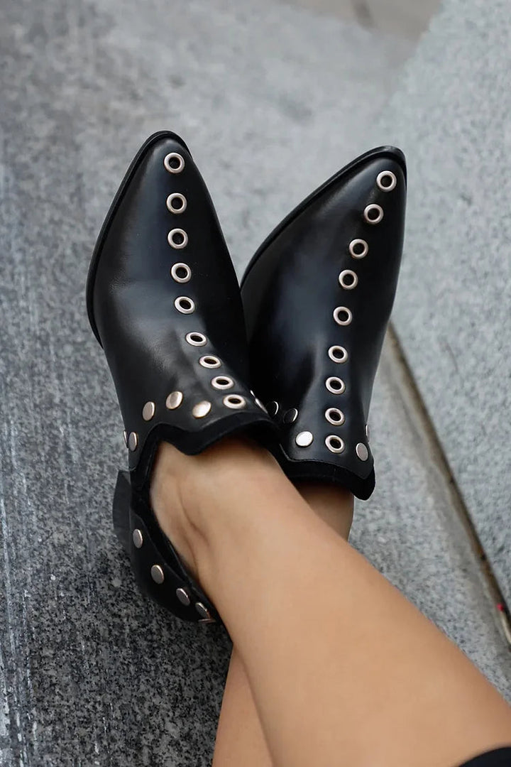 Women's Studded Ankle Boot with Wide Heel – Rock-Chic Comfort