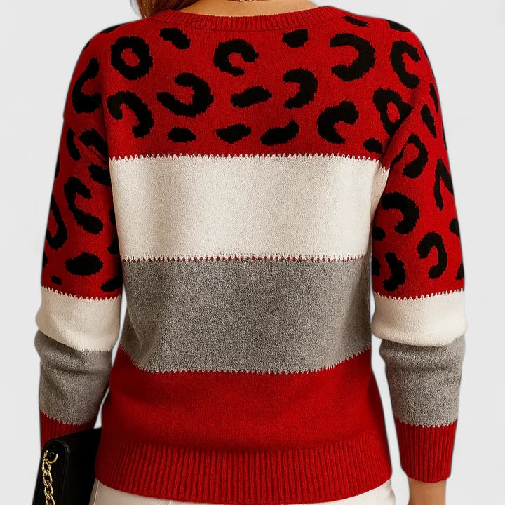 Women's Color Block Print Sweater - Artistic Everyday Style