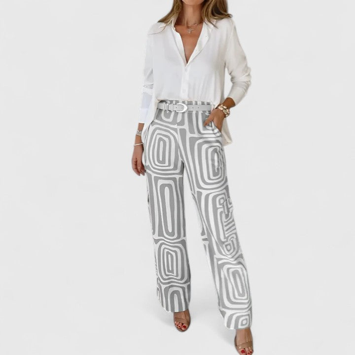 Women's Elegant Two-Piece Set - Chic, Versatile Ensemble with Belt