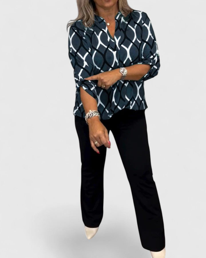 Women's Geometric Print Blouse - Effortless Style for Any Occasion