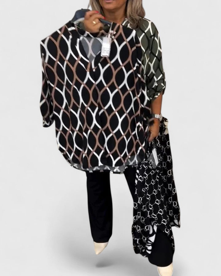 Women's Geometric Print Blouse - Effortless Style for Any Occasion