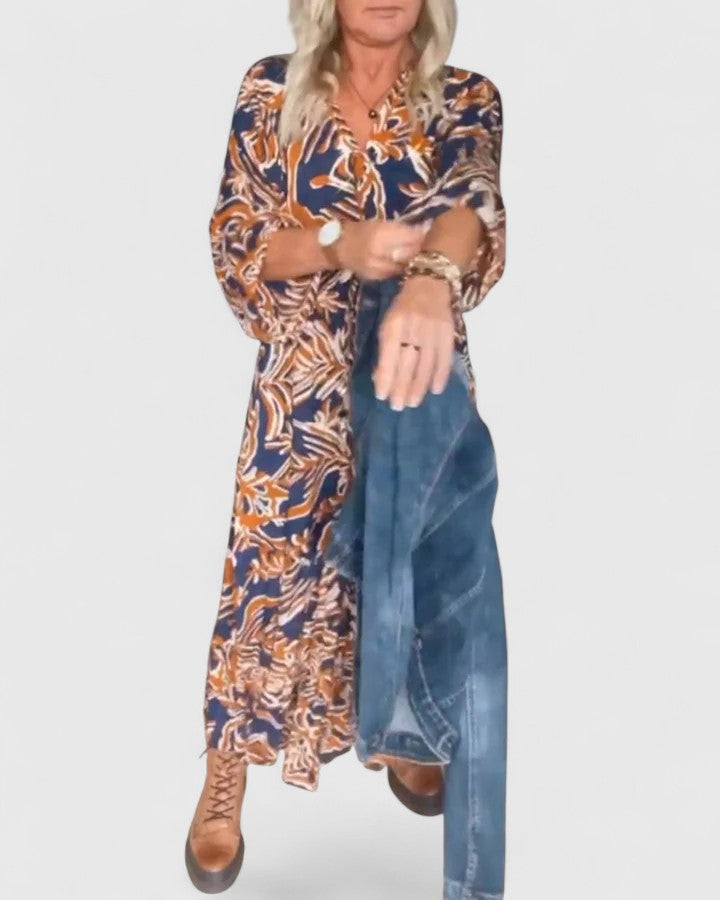 Women's Sophisticated A-Line Maxi Dress - Effortless Elegance