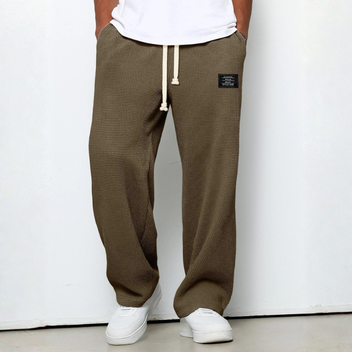 Men's Waffle-Knit Cotton Trousers - Relaxed Casual Joggers