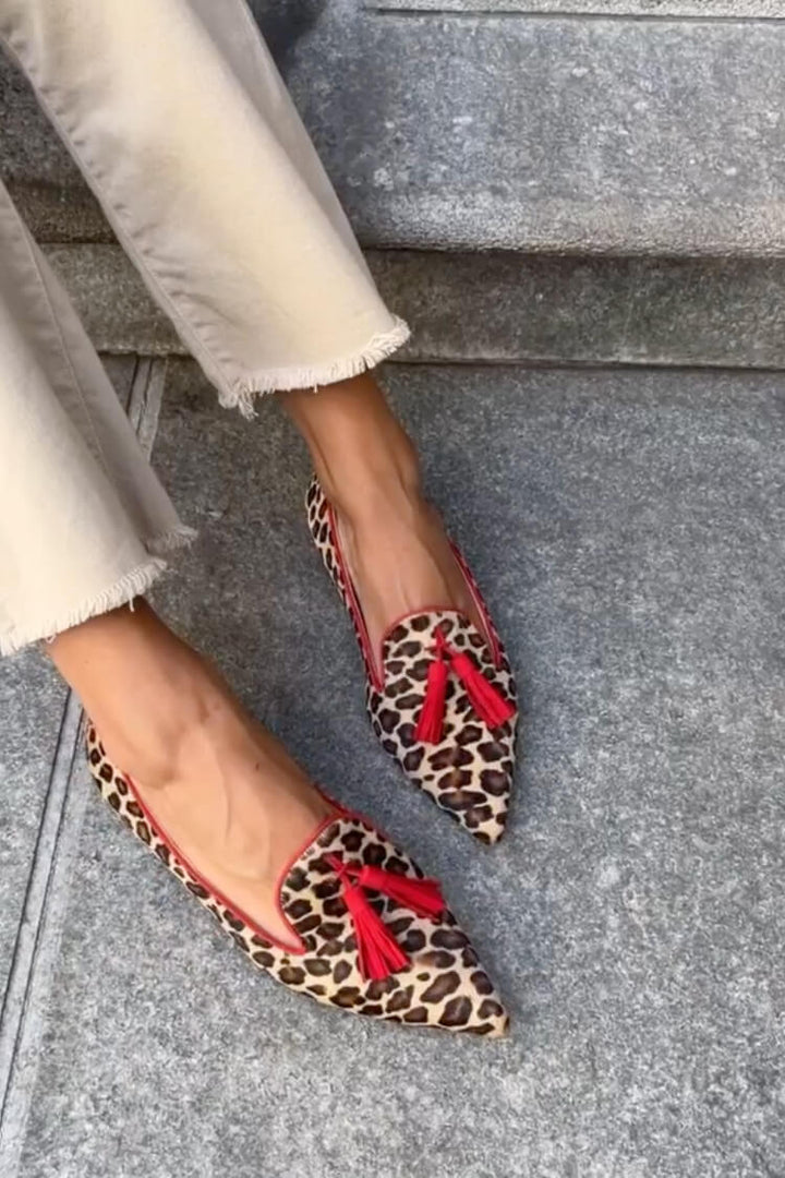 Women's Pointed Loafer with Red Tassels - Striking & Versatile