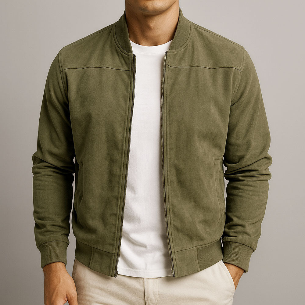 Women's Suede Bomber Jacket - Timeless Urban Classic