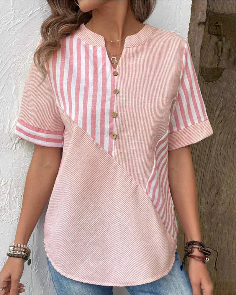 Women's Soft Striped Blouse - Effortless Everyday Elegance