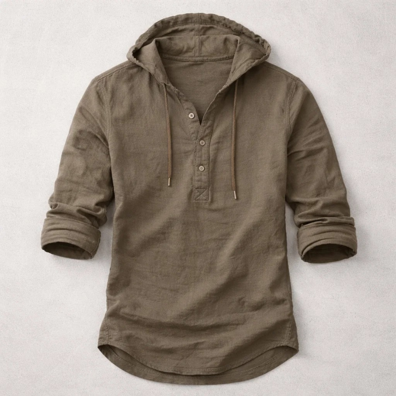Men's Linen Hooded Overshirt – Breathable Summer Hoodie Shirt