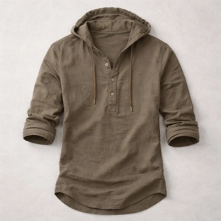 Men's Linen Hooded Overshirt – Breathable Summer Hoodie Shirt